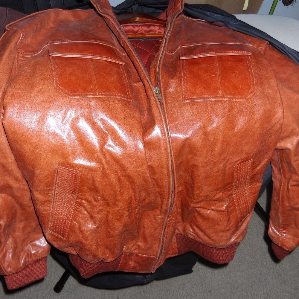 Man's leather bomber jacket